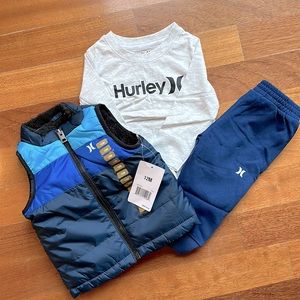 NWT Hurley 3 Piece Puffer Vest Set - 12M